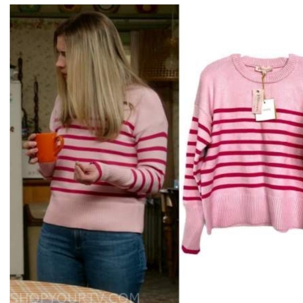 Philosophy Pink Striped Knit Crewneck
Sweater